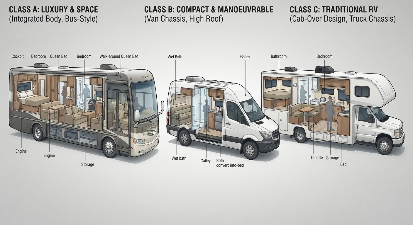 How RV Class Shapes Interior Design: A, B, and C Layout Fundamentals